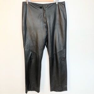 Finity Studio black soft lamb leather straight leg pants 14